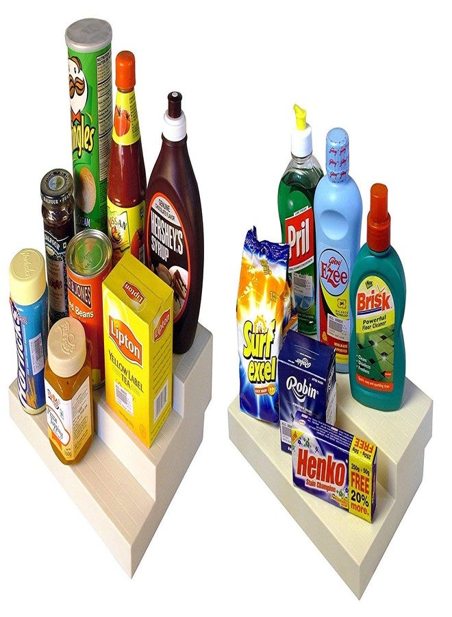 JVS (Combo of 2) Kitchen Cupboard Space Organizer in White Color/Plastic - Image 3